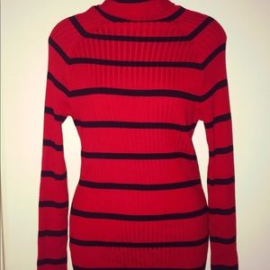 Black and Red Turtleneck Sweater
